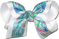 Toddler Lilly Pulizter Tropical Rainforest over White Double Layer Overlay Bow